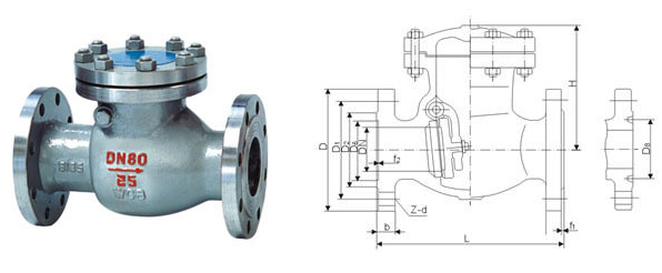 H44H旋启式法兰止回阀结构图