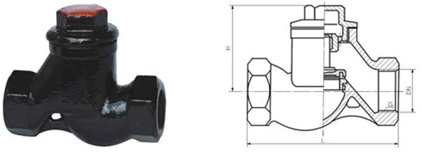 H11T/W内螺纹升降式止回阀结构图