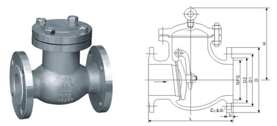 H44W不锈钢美标止回阀结构图