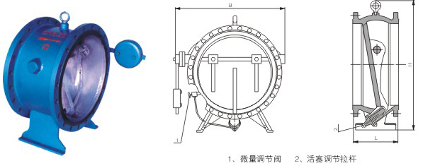 DHH44X/H微阻缓闭消声止回阀结构图