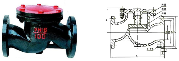 H41T铸铁升降式止回阀结构图