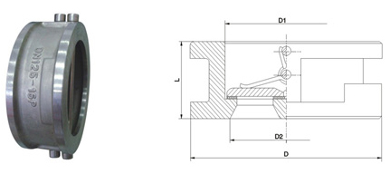 H77X对夹式双瓣止回阀结构图