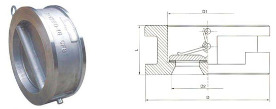 H77H/W对夹单瓣蝶形止回阀结构图
