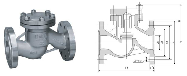 H41H/W/Y不锈钢升降式止回阀结构图
