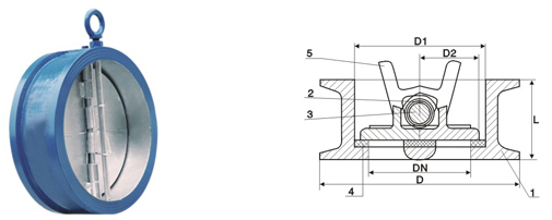 H76X对夹蝶形止回阀结构图