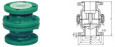 H42F46衬氟立式止回阀结构图